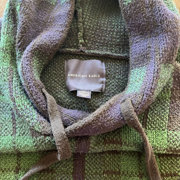 Men’s hoodie tartan pattern green and blue tall medium - Picture 4 of 5